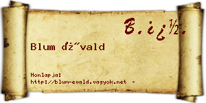 Blum Évald névjegykártya